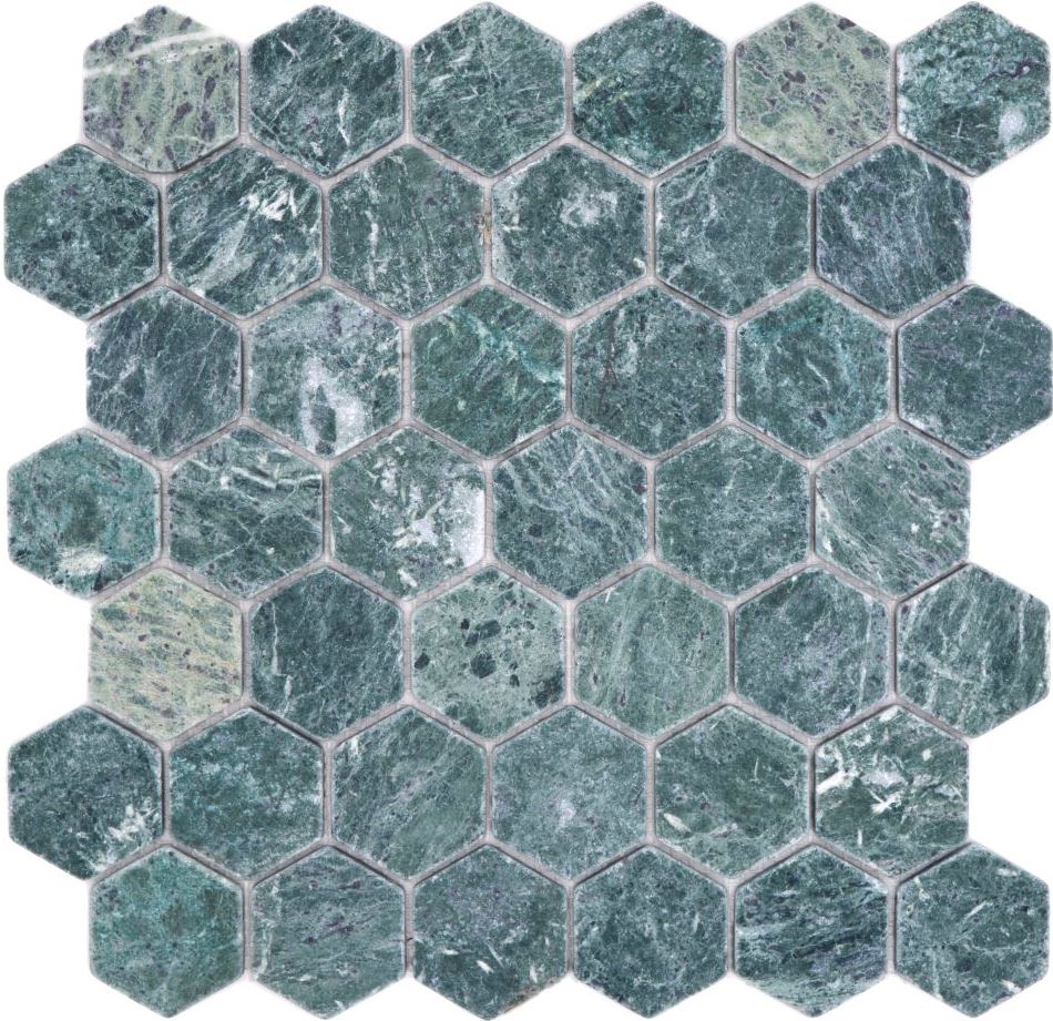 Mosaik Fliese Marmor Naturstein Hexagon Gr N Anthrazit Steinoptik Flie