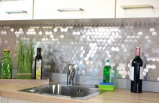 Mosaikfliesen Küchenrückwand selbstklebend Aluminium silber metall Hexagon MOS200-22MHX_f