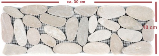 Flußkiesel hellbeige Borde Bordüre Kiesel geschnitten weiß 5 7 MOSBor-SK1202_f