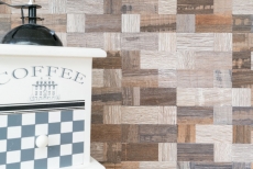 Mosaikfliesen Küchenrückwand selbstklebend Aluminium grau beige Kombination metall Holzoptik MOS200-2322_f