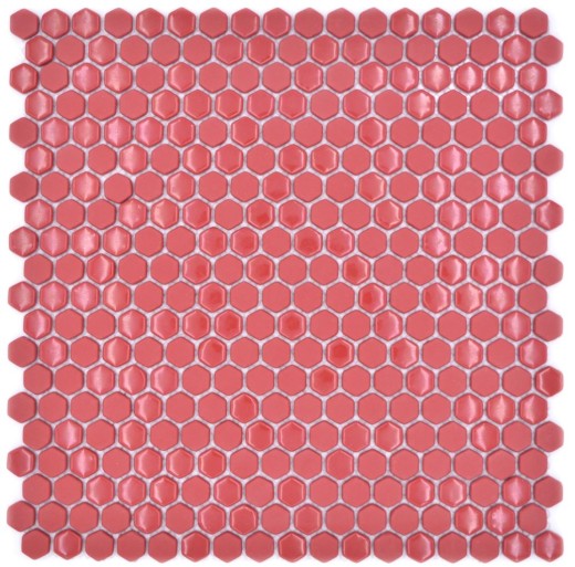 Glasmosaik Hexagon rot Hexagonal Sechseckmosaik glänzend matt Mosaikfliesen Wand Fliesenspiegel Küche Bad MOS140-0901_f