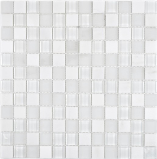 Quadrat Crystal/Stein mix super white Mosaikfliese Wand Fliesenspiegel Küche Bad MOS72-0001_f
