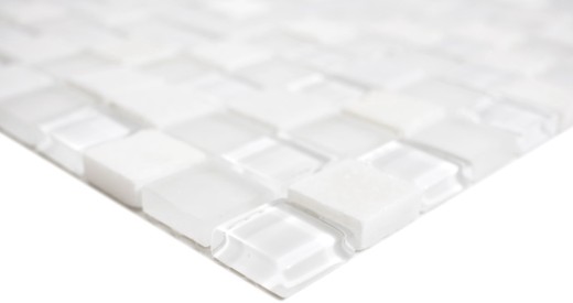 Quadrat Crystal/Stein mix super white Mosaikfliese Wand Fliesenspiegel Küche Bad MOS72-0001_f
