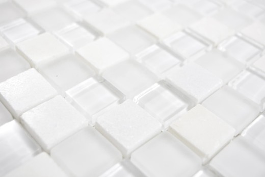 Square crystal/stone mix super white mosaic tile wall tile backsplash kitchen bathroom MOS72-0001_f