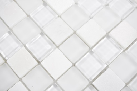 Square crystal/stone mix super white mosaic tile wall tile backsplash kitchen bathroom MOS72-0001_f