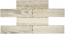 Handmuster Mosaik Fliese Keramikmosaik hellbeige Brick Oak Chinchilla in Dot Joint 24CD-0112_m