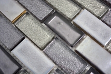 Handmuster Mosaikfliese Transluzent Keramik grau Brick Glasmosaik Crystal Keramik altgrau MOS83IC-0229_m