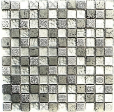 Mosaikfliese Transluzent silber Glasmosaik Crystal Resin silber Struktur MOS83-CB33_f