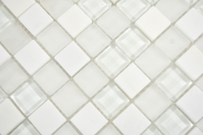 Handmuster Quadrat Crystal/Stein mix super white Mosaikfliese Wand Fliesenspiegel Küche Bad MOS72-0001_m