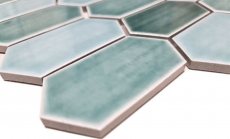Handmuster Mosaikfliese Keramik Mosaik Hexagonal grün glänzend Küche Wand Bad MOS11J-475_m