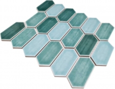 Handmuster Mosaikfliese Keramik Mosaik Hexagonal grün glänzend Küche Wand Bad MOS11J-475_m