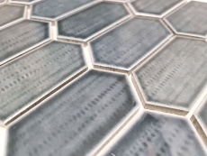 Hexagonale Sechseck Mosaik Fliese Keramik anthrazit grau schwarz glänzend Küchenrückwand Bad Fliesenspiegel Wand - MOS11J-479