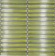 Stäbchen Mosaik Fliese Keramik hellgrün gesprenkelt glänzend Wand Küche Bad MOS24-CS16