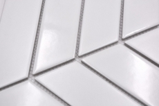 Mosaikfliese Keramik Mosaik Fischgrät mix weiss glänzend matt Fliesenspiegel Bad MOS24-CHEV11_f