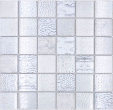 Glasmosaik Mosaikfliese Afrika weiß Struktur Küchenrückwand Fliesenspiegel MOS78-W18