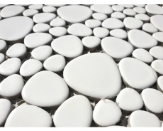 Kieselmosaik Pebbles Keramikdrops Mosaik Kiesel uni weiß matt Küche Badezimmer MOS12-0111