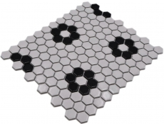 Mosaikfliese Keramik Mosaik Hexagonal mix beige schwarz glänzend Fliesenspiegel Bad Küche MOS11A-0113G_f