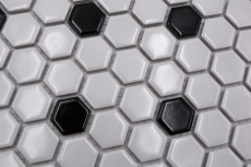 Mosaikfliese Keramik Mosaik Hexagonal mix beige schwarz glänzend Küchenrückwand Bad MOS11A-03G01_f