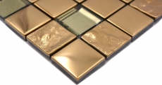 Mosaikfliese Glasmosaik Kombi EP gold Küchenrückwand Badezimmer MOS88-XCG03_f