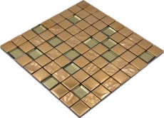 Mosaikfliese Glasmosaik Kombi EP gold Küchenrückwand Badezimmer MOS88-XCG03_f