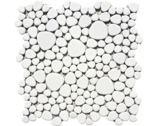 Mosaikfliese Keramik Mosaik Kiesel uni weiß matt Küche Badezimmer MOS12-0111_f