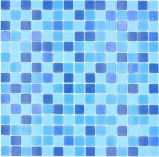 Handmuster Mosaikfliese Glasmosaik Classic Mix Glas mix türkis blau papierverklebt Poolmosaik Schwimmbadmosaik MOS210-PA327_m