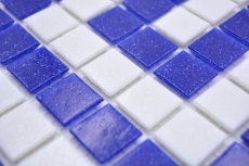 Mosaikfliesen Bordüre Glas weiß dunkelblau papierverklebt Poolmosaik Schwimmbadmosaik MOSMB-BO16P_f
