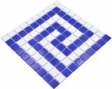 Mosaikfliesen Bordüre Glas weiß dunkelblau papierverklebt Poolmosaik Schwimmbadmosaik MOSMB-BO16P_f