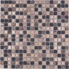 Handmuster Mosaikfliese Glas Naturstein Mosaik Stein mix braun matt Küchenrückwand MOS92-580_m