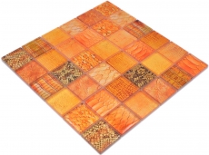 Handmuster Mosaikfliese Glasmosaik Kombi Forest orange Küche Badezimmer Wand MOS78-W48_m