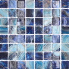 Schwimmbadmosaik Poolmosaik Glasmosaik royalblau changierend glänzend Wand Boden Küche Bad Dusche MOS220-P56384