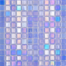 Schwimmbadmosaik Poolmosaik Glasmosaik blau irisierend mehrfarbig glänzend Wand Küche Bad Dusche MOS220-P55252