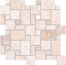 Natural stone mosaic tiles terrace travertine beige matt wall floor kitchen bathroom shower MOS40-FP46