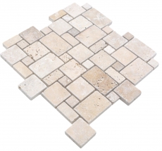 Natural stone mosaic tiles terrace travertine beige matt wall floor kitchen bathroom shower MOS40-FP46