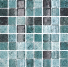 Schwimmbadmosaik Poolmosaik Glasmosaik grün anthrazit changierend Wand Boden Küche Bad Dusche MOS220-P56388_f