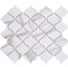 Keramik Mosaik Florentiner Calacatta Vintage weiß graubraun matt MOS13-0204