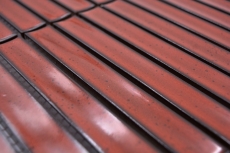 Keramik Mosaik Stäbchen Retro Vintage 50er 60er Jahre Riemchen rot glänzend gesprenkelt MOS24-CS56