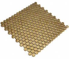 Keramik Mosaikfliese Knopf Loop Penny Rund uni gold gehämmert MOS10-0707