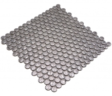 Keramik Mosaikfliese Knopf Loop Penny Rund uni silber gehämmert MOS10-0207