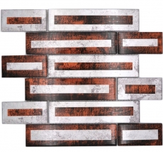Glasmosaik Mosaikfliese 2D-Optik rot silber grau schattiert MOS88-W1
