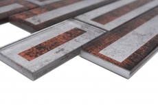 Glasmosaik Mosaikfliese 2D-Optik rot silber grau schattiert MOS88-W1