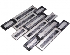 Glasmosaik Mosaikfliese 2D-Optik schwarz silber grau schattiert MOS88-W5