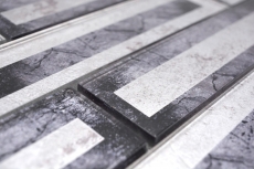 Glasmosaik Mosaikfliese 2D-Optik schwarz silber grau schattiert MOS88-W5