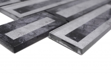 Glasmosaik Mosaikfliese 2D-Optik schwarz silber grau schattiert MOS88-W5