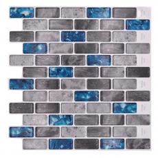 Selbstklebende Mosaik Folie Vinyl Rechteck Verbund grau blau changierend MOS200-MS8