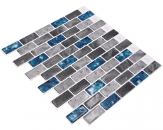 Selbstklebende Mosaik Folie Vinyl Rechteck Verbund grau blau changierend MOS200-MS8