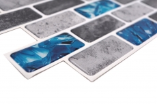 Selbstklebende Mosaik Folie Vinyl Rechteck Verbund grau blau changierend MOS200-MS8