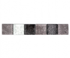 Mosaik Borde Bordüre Glasmosaik Mosaikfliese Silber Schwarz Struktur MOS126BOR-1784