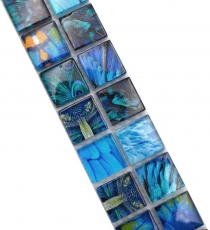 Mosaik Borde Bordüre Glasmosaik Tierwelt BIRD Hellblau Dunkelblau MOS68BOR-WL74