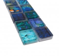 Mosaik Borde Bordüre Glasmosaik Tierwelt BIRD Hellblau Dunkelblau MOS68BOR-WL74